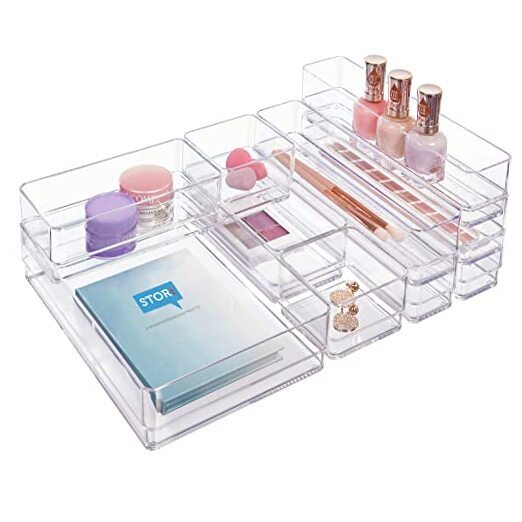 SimpleSort 10-Piece Stackable Clear Drawer Organizer Set | Multi 10 Piece Set