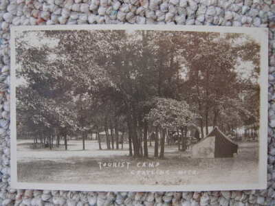 RPPC-GRAYLING MI-TOURIST CAMP-TENT-AUTO-MICHIGAN-MICH-CRAWFORD COUNTY-REAL PHOTO
