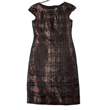 JAX Dress Women's Size 2 Cocktail Damask  Lined Y2k Brown