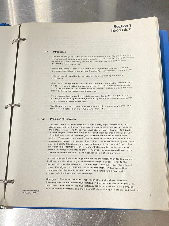 Fotómetro de llama Corning 460 - Guía del usuario / Libro de instrucciones / Manual Foto 2 de 4