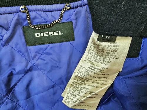 *HOT AUTHENTIC Men's DIESEL VARSITY SPORTS BOMBER LINED NAVY Blue WOOL Jacket XS - Picture 6 of 17