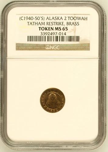 1862 Alaska Gold Eskimo Toowah Token Restrike NGC MS-65 California Fractional