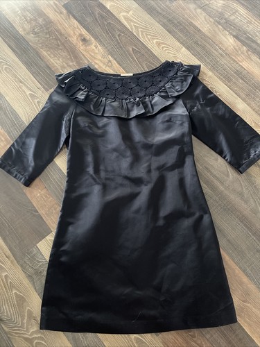 LOEFFLER RANDALL Black Cocktail Sheath Dress Size 6 Made in USA -Silk