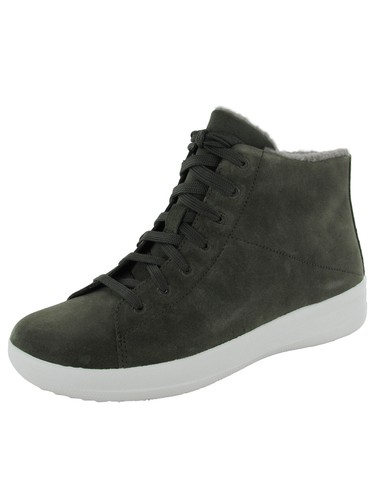 Fitflop Womens F-Sporty High Top Suede Sneaker Shoes, Camouflage Green, US 5