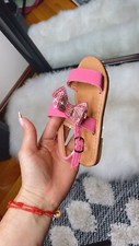 Pink bow little girls sandals