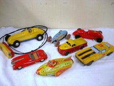 VINTAGE LOT OF 7 LARGE TIN  PLASTIC TOYS - 1960's/70's