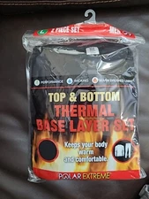 Polar Extreme Thermal Base Men's Layer LARGE Black Top/Bottom Set 