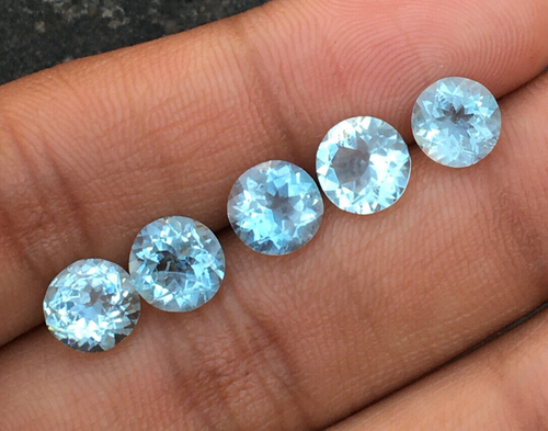 Beautiful aquamarine round cut gemstone 5 pieces good blue color 5.85 carat - Picture 4 of 5