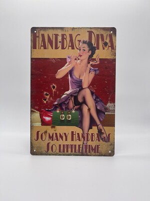 Blechschild Handbag Diva 20x30cm Nostalgie Retro Reklame Vintage Deko Urlaub