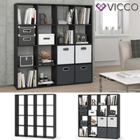 Raumteiler BüCherregal Standregal Regal Wandregal Karree 16 FäCher Schwarz Vicco