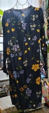 Beautiful M Old Navy Long Sleeve Nice Dress Navy Floral Pattern Partial Buttons