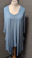 Antthony Designs 3/4 Sleeve Tunic & Waistcoat Blue UK M RRP £52 LN056 BB 13