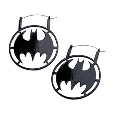 DC Comics Batman Logo Stainless Steel Hoop Earrings