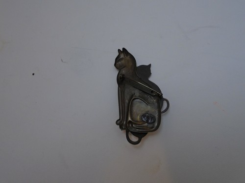 Vintage Copper Brass Silver Tone 3 Cat Figural Brooch Pin - Picture 2 of 5