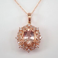 2.00Ct Oval Cut Lab-Created Morganite Snowflake Pendant 14K Rose Gold Plated