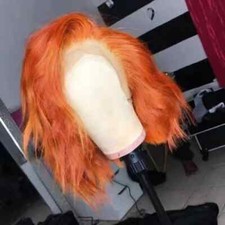 Short Orange Bob Hair Natural Wave Synthetic Lace Front Wig Heat Fiber Party Wig