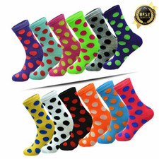 For Women 3-12 Pairs Dots Casual Fashion Classic Cotton Crew Socks Size 9-11