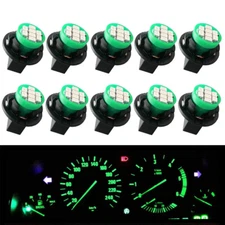 10X Green T10 194 LED Bulbs for Instrument Gauge Cluster Dash Light W/ Sockets