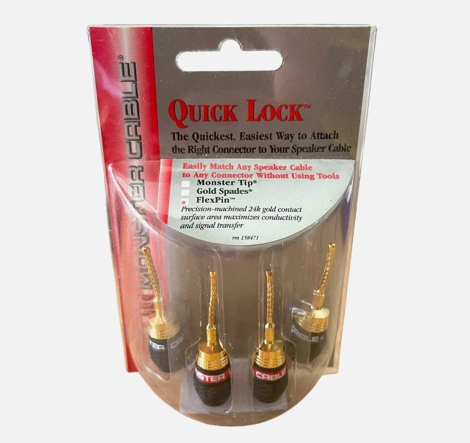 Lote de 2 cables de altavoz modulares Monster Quick Lock Flex Tip NUEVO Foto 2 de 4