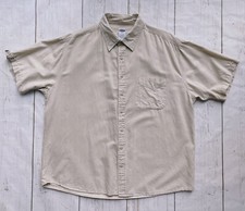 Old Navy Men s Linen Blend Beige Button down Short sleeve Collar Shirt Size XL