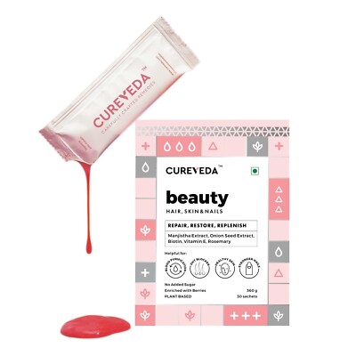 Cureveda Beauty supplement for Hair, Skin and Nails For Women : 30 Sachets