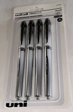 uni-ball Vision Elite Rollerball Pens 0.8mm Bold Point - Black Ink - 4-Pack  NEW