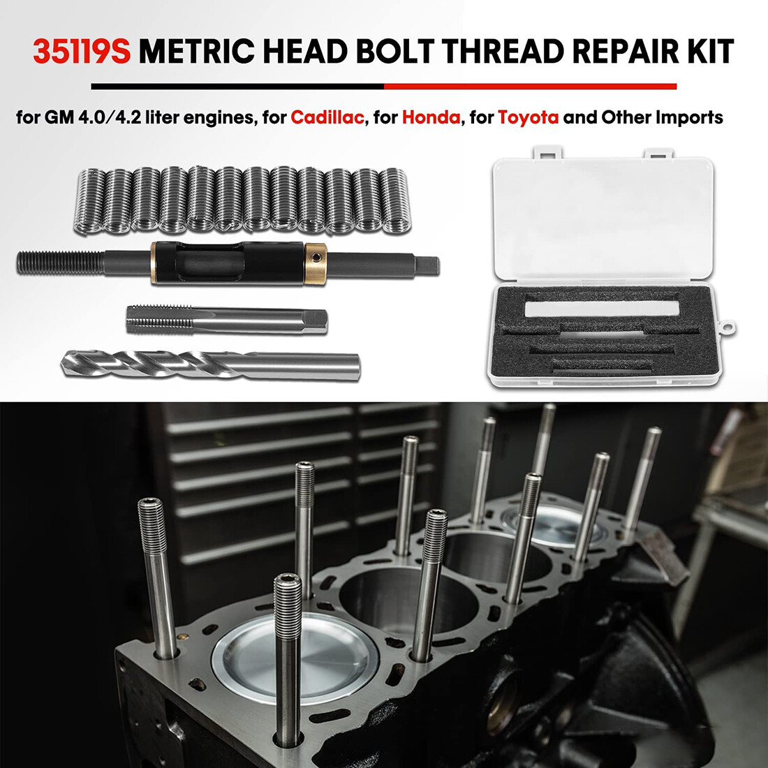 M11x1.5 Head Bolt Thread Repair Kit 35119S for Cadillac Honda Toyota GM 4.0/4.2L eBay