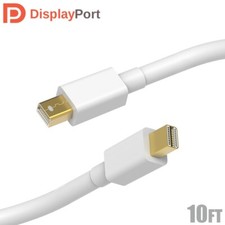 10FT Mini-DP Male to Male Cable 4K HDR 30AWG Gold For Mac PC MacBook Pro White