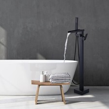 Freestanding Bathtub Faucet Single Handle Waterfall Tub Filler with Hand Shower