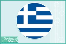 GREEK FLAG ROUND Vinyl Decal Car Truck Window Sticker CUSTOM SIZE Flag of Greece
