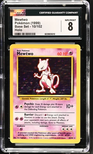 Pokemon CGC 8 Mewtwo Holo - Base Set Unlimited 10/102