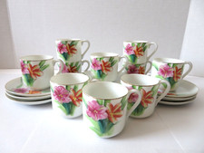 SET of 10 Vintage MB China Demitasse Floral Tea Cups  Saucers  Occupied Japan