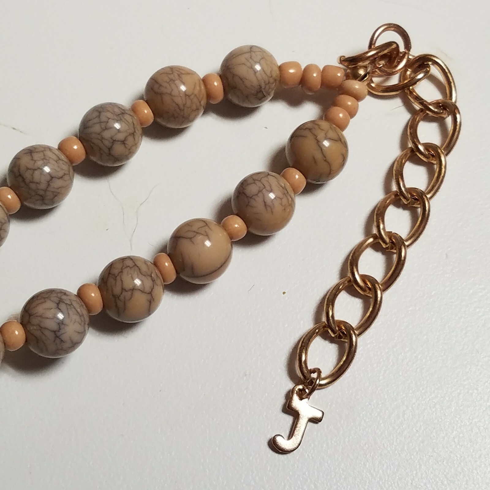 Large chunky statement necklace neutral resin gra… - image 12