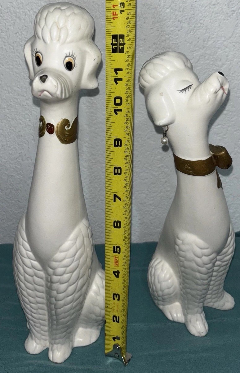 Vintage MCM 1950s Napco Japan Tall Long Neck White Gold