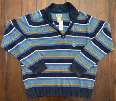 NEW LL Bean Men's Cotton Waffle Sweater Quarter Zip Sz Large NWT Outdoor Preppy
