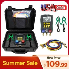 Refrigeration Digital Manifold Gauge Pipe Set HVAC System Vacuum Pressure Tester