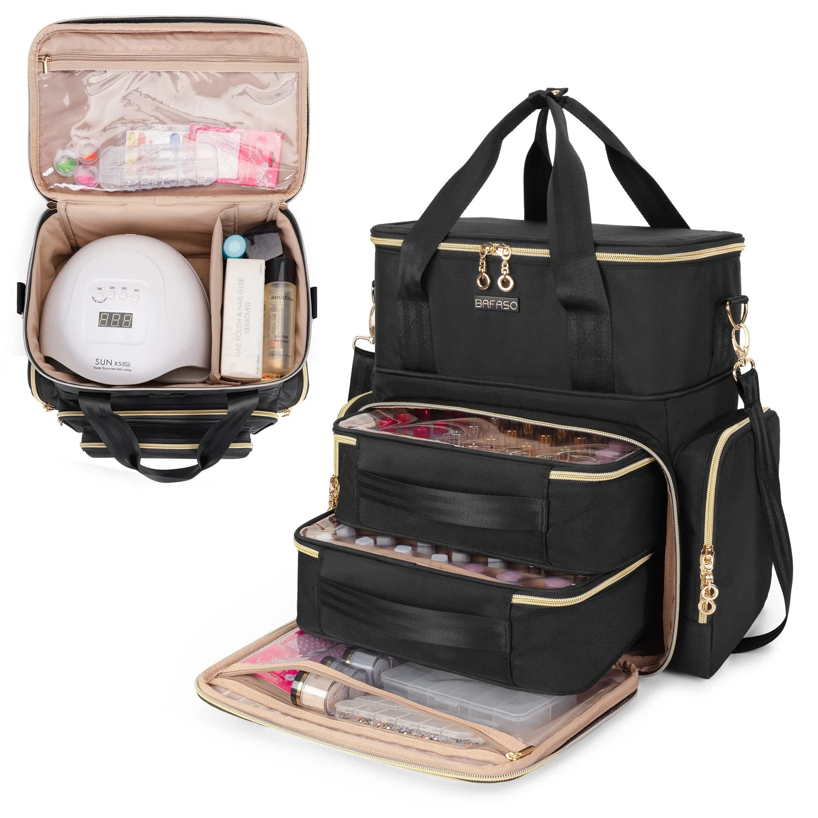 Double Layer Nail Polish Organiser Bag Holds 70 Bottles Up to 15ml and Nail...