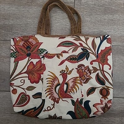 Handmade Floral Tapestry Corduroy Tote Purse Bag Chicken Bird Vintage Y2K Fall