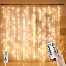 USB Powered 144LEDs Fairy String Lights 7.9 x 5.9Ft Curtain with 8 Modes IP64