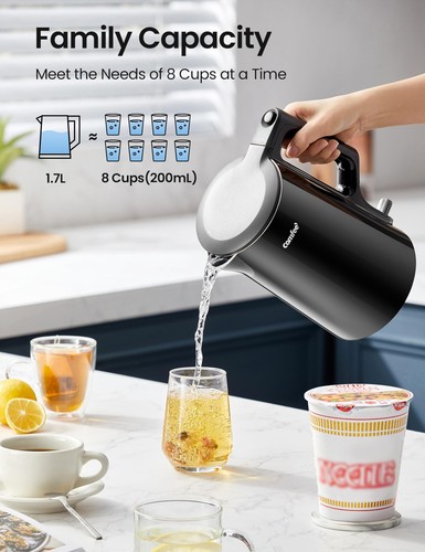 Hervidor de agua eléctrico de doble pared COMFEE' 1,7 L, 100 % St... - Imagen 8 de 8