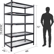 WORKPRO 5-Tier Metal Storage Shelving Unit 24"D x 48"W x 72"H Storage Rack Shelf