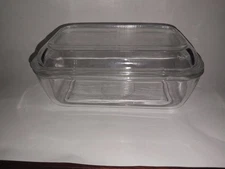 Vintage Arcoroc Ribbed Glass Refrigerator Butter Dish with Lid Made in France