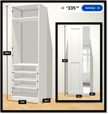 Ikea PAX wardrobe: white / mirrored, 75cm x 236cm x 60cm IMMACCULATE