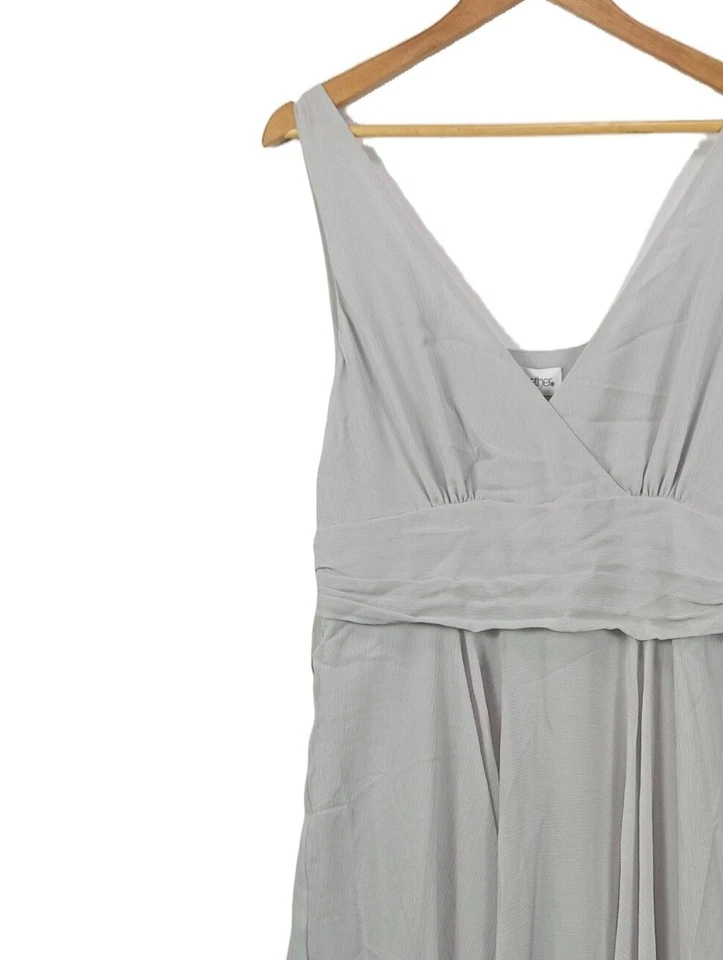 TOGETHER Midikleid Damen Kleid Gr. DE 46 hellgrau Elegant - Bild 3 von 4