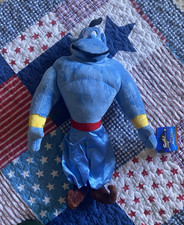 New With Tag Disney Store Aladdin Plush Genie Stuffed Animal Doll Blue 18"