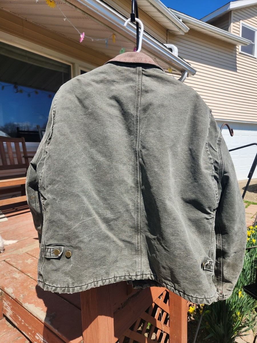 Carhartt J22MOS Moss Green 2004 Detroit UFCW USA VTG Quilted Zip