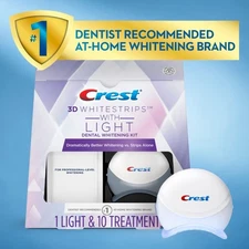 3D Whitestrips + LED Light – Teeth Whitening Kit, 1 Light + 10 Treatments, Each 