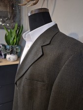      Oscar De La Renta Mens Wool Sports Coat 42R Olive Black 3 Button