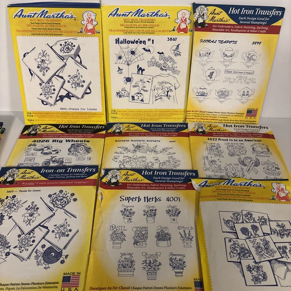 Vtg AUNT MARTHA'S Hot Iron Transfers Lot of 25 Embroidery Needlepoint X-Stitch - Image 3 of 4