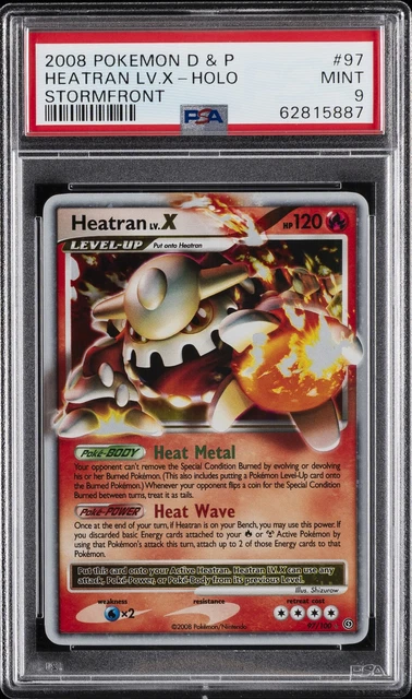 2008 POKEMON DIAMOND & PEARL STORMFRONT #97 HEATRAN LV.X-HOLO PSA 9
